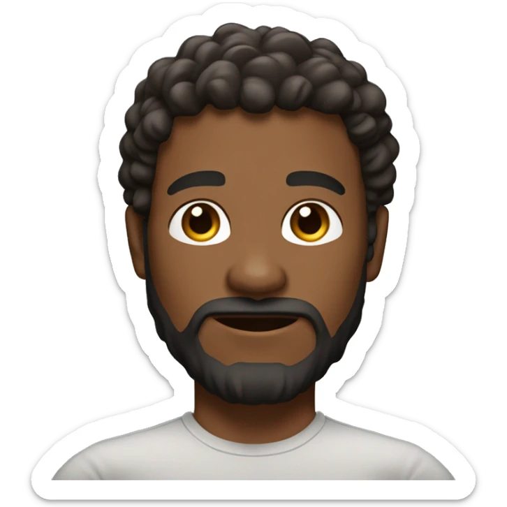 6’5” tall brown skin man with curly hair and black beard with fit strong body sticker