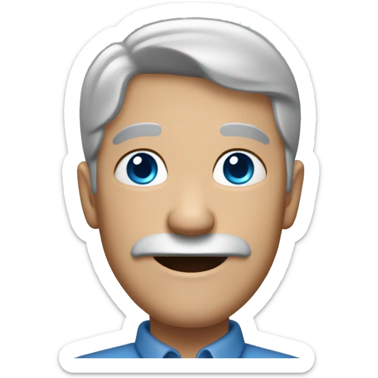 50 years with blue eyes and  gray hair man sticker