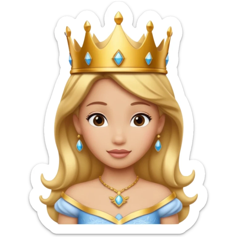 Isolated, detailed illustration of the most incredibly adorable modern Disney princess wearing a gold crown
figurine imaginable, toy style. sticker