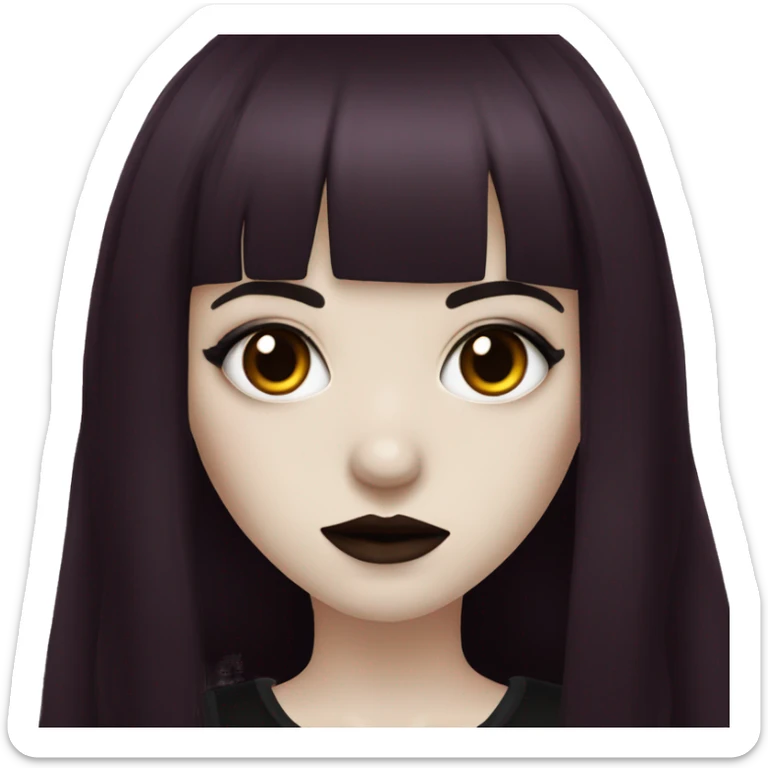 goth girl that has pale white skin and Long Dark Red hair and has dark red fringe bangs sticker