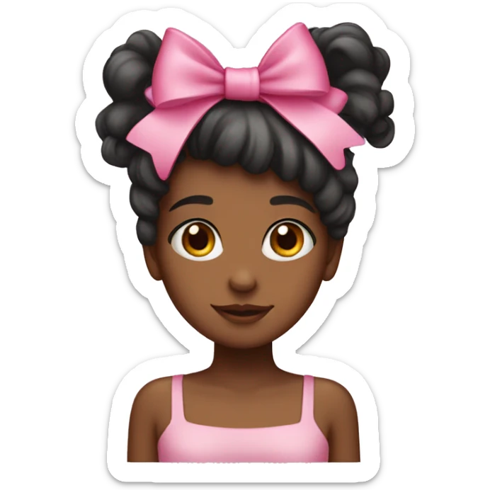 A girl witha pink bow on her hair and her hair black sticker