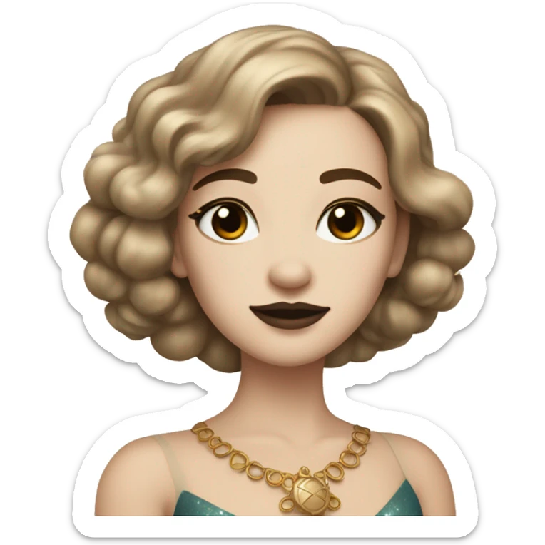 Create the zodiac sign leo as a pale brunette girl with elaborate makeup and dress that matches the zodiac sign  sticker