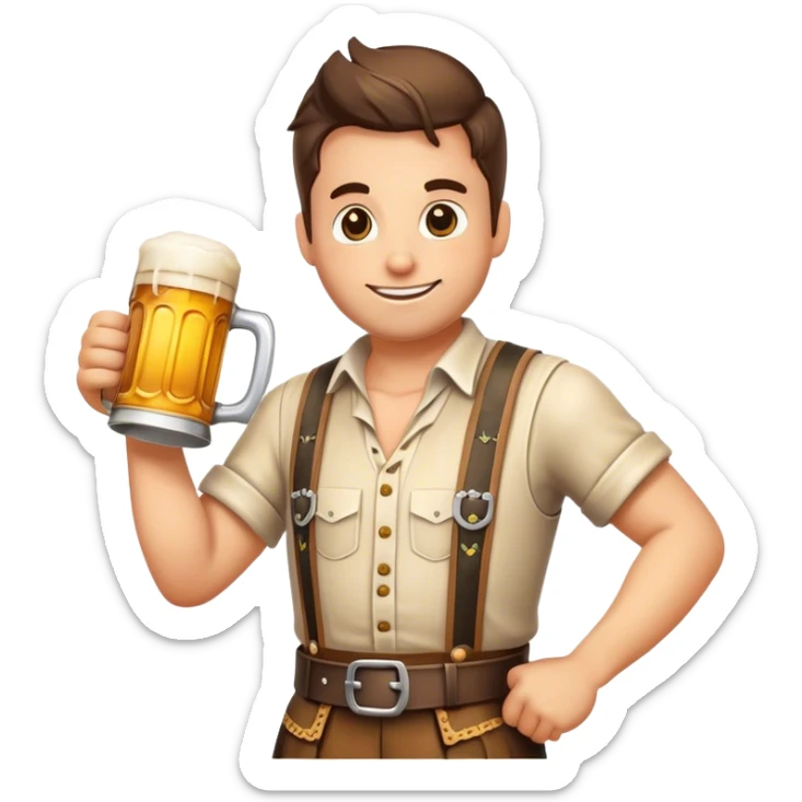 Cinematic Realistic Oktoberfest Pop Culture Emoji, depicting a vibrant celebration with beer, music, and traditional costumes rendered with dynamic textures and festive lighting. sticker