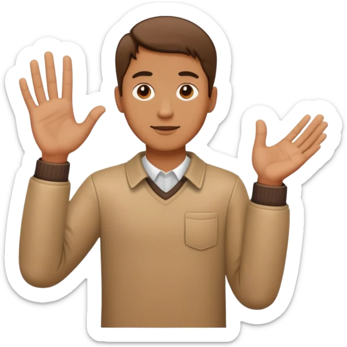 A man who stand his hand sticker