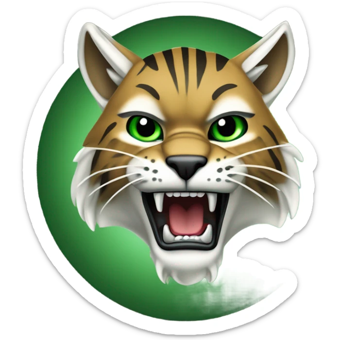 The word ‘OHIO’ in bold, green, uppercase letters, with a fierce-looking bobcat mascot illustration below the text. The bobcat is depicted with sharp teeth and intense eyes, symbolizing strength and determination. sticker