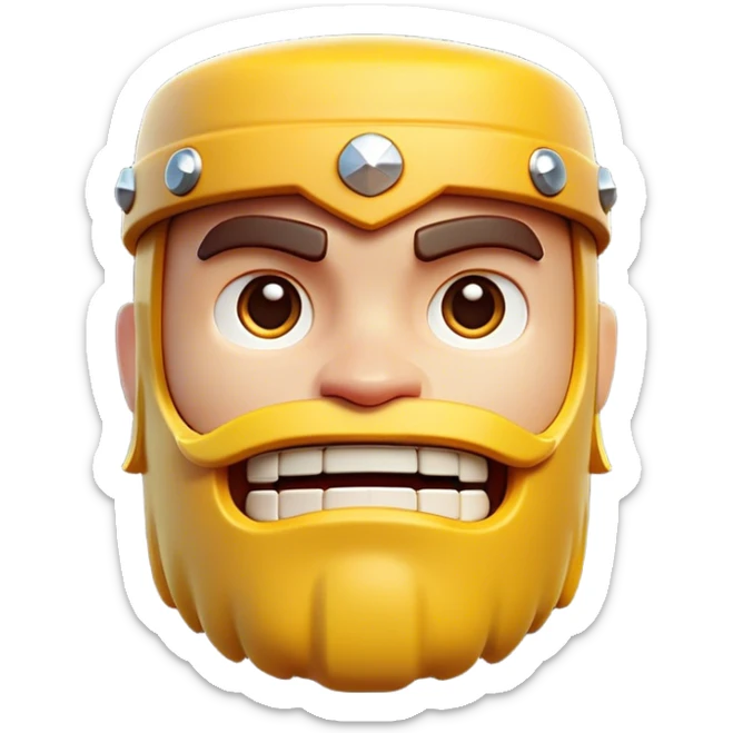 Clash of Clans aesthetic: Cinematic Playful Pixel 3D Key Portrait Emoji, rendered in a 3D vector-style similar to standard emojis with minimal shading and bold, simplified shapes. A compact, distinct form with signature details, softly glowing with a pixelated adventure charm. Simplified yet unmistakably iconic, highly detailed and consistent, glowing with a soft radiance and high shine. Stylized with a touch of classic pixel-art charm and a soft glowing outline, capturing the essence of a beloved gaming relic with a friendly, playful manner! sticker