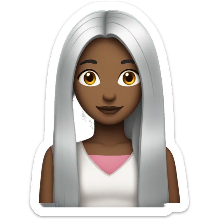 Girl with long straight gray hair parted in the middle sticker