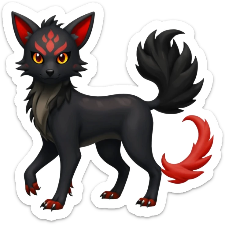 Houndoom-Mightyena-Litten-Zorua-Zygarde-fusion-hybrid-animal-creature, full body sticker