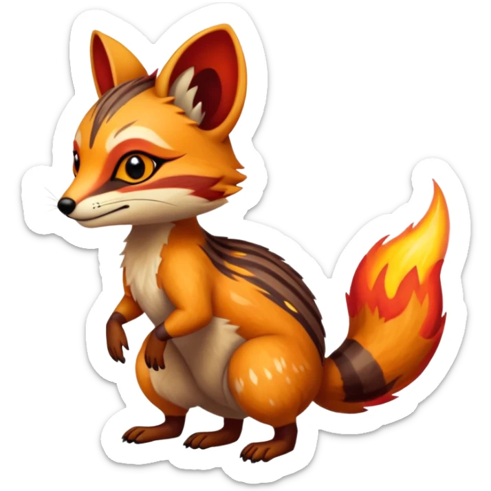 Fiery Wicked Cool Hot Edgy Badass Genet-Numbat-Fox-Vernid-fusion-hybrid-creature sticker