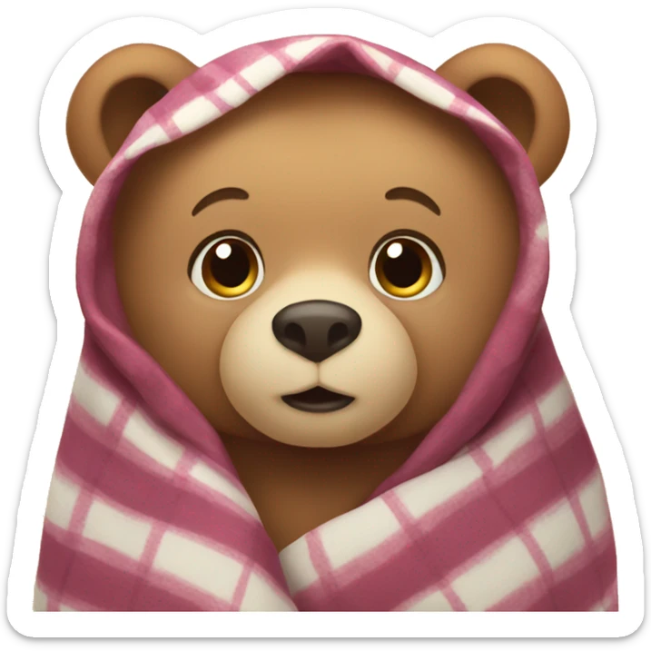 bear cozy in blanket sticker