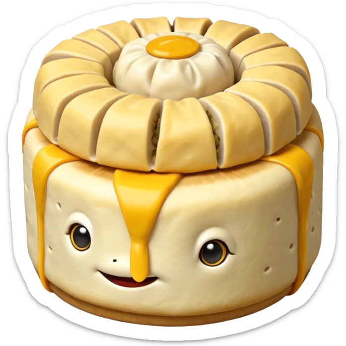 siu mai (a type of dim sum, just 1 cube of white color fish patty wrapped by yellow dough, leaving only the top part unwrapped, shape looks like short cylinder shape) sticker