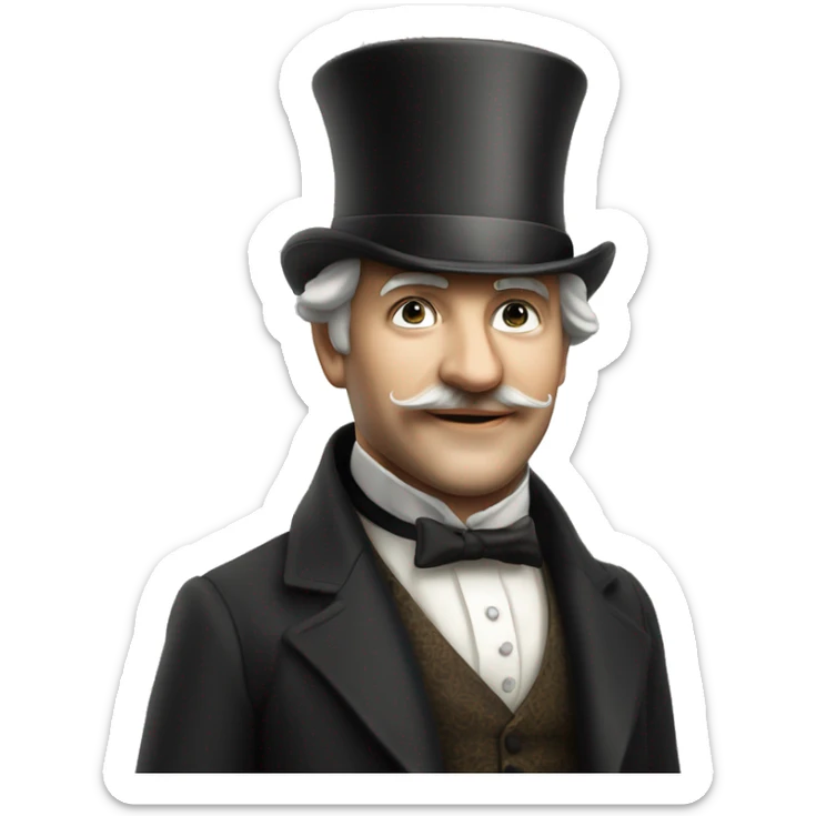 Photorealistic man A British gentleman in a monocle and a top hat with a cup of tea in his hand sticker