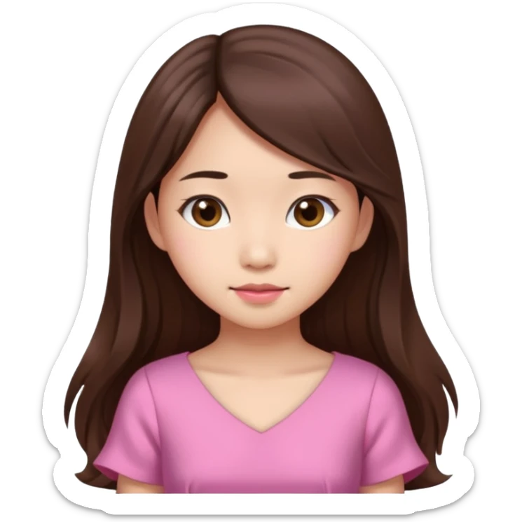asian girl with long brown hair and fair skin wearing pink dress sticker