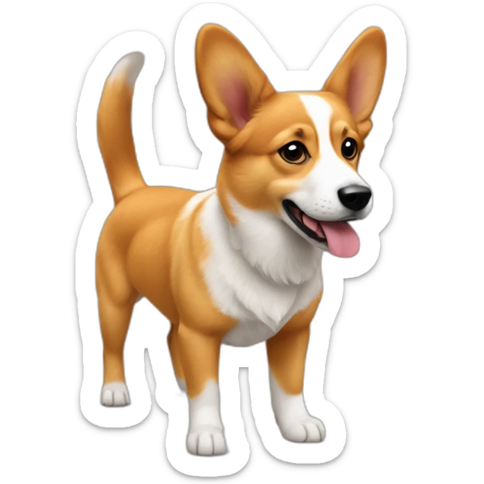 Black nose but full Orange furr and corgi East european village dog mix puppy with small leggs with ears down like a jack russel sticker