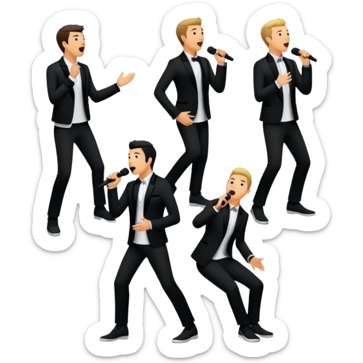 Five silhouettes of singing guys for 'I Want It That Way' by Backstreet Boys sticker