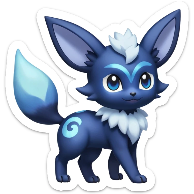 Shiny snowy pastel Nebulae Noibat-Meowstic-Umbreon-Fakémon-hybrid-creature (full body)  sticker