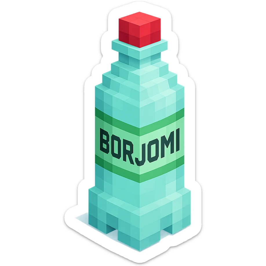 Borjomi bottle with a green label sticker