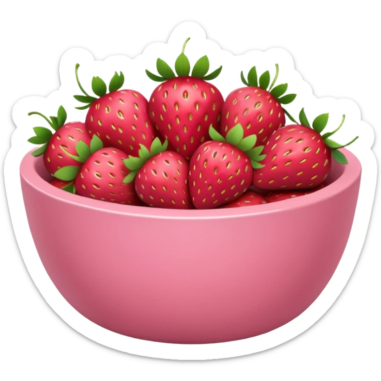 pink bowl with lots of strawberries, natural and soft color palette sticker