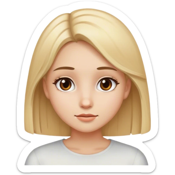 A girl with blonde and straight hair, brown eyes and beautiful  sticker