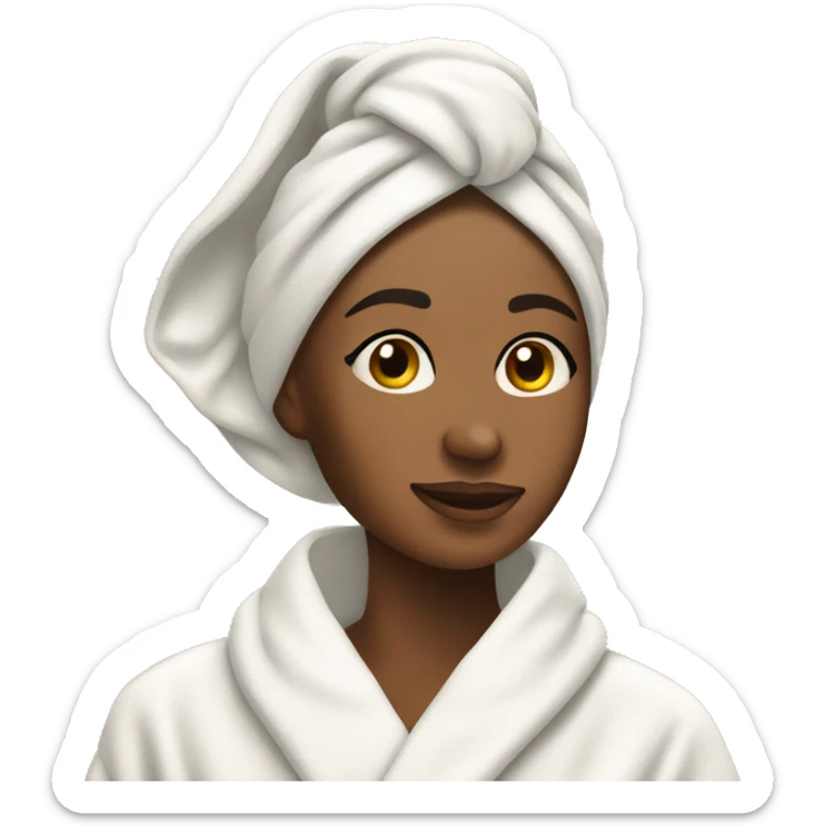 skin care on a woman’s face and she has a towel on her head and a robe on  sticker