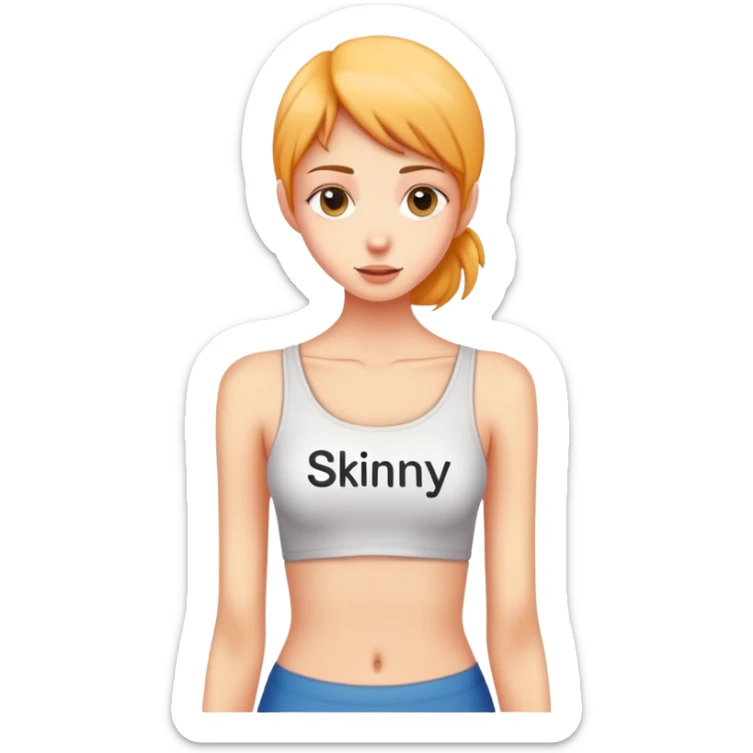 skinny woman with the word skinny on her sticker