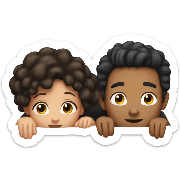 The person lying down is a girl and the boy has black hair sticker