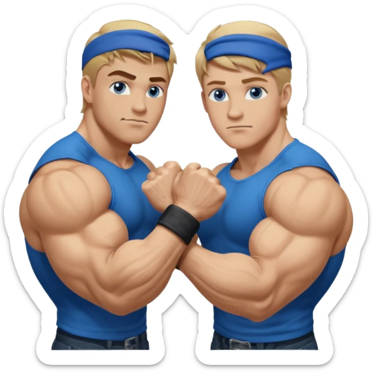 DIRTY BLONDE HAIR BLUE EYES BIG BICEPS FOR ARM WRESTLING YOUNG MAN sticker