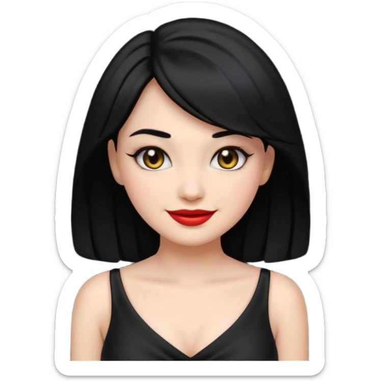 “Emoji girl, femme fatale, black hair. megan fox vibes black dress sticker