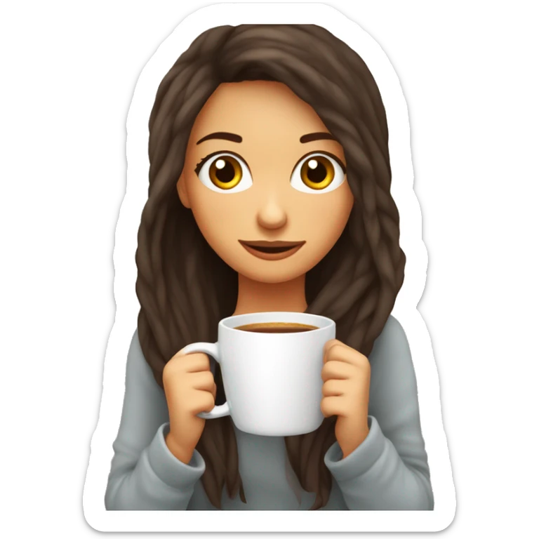 Ragazza dai capelli lunghi rossi avvolta nella coperta con una tazza in mano sticker