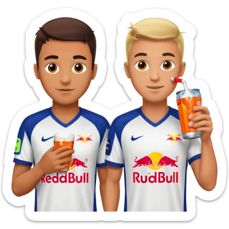 Red bull energy drink imogi for soccer players drinking red bull energy drink while playing soccer sticker