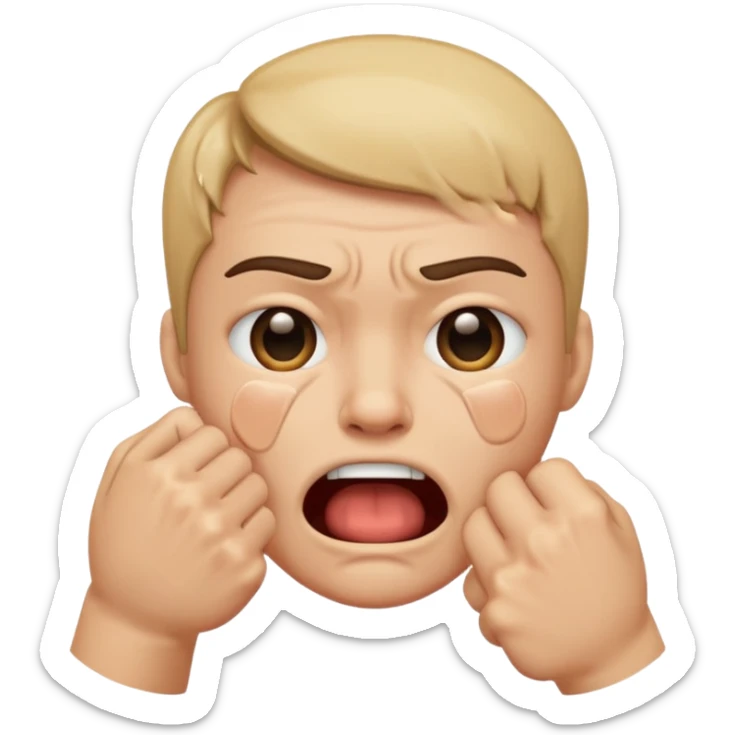 Tourne cet emoji 🤜 de -90 degrés et met le sur la bouche de cette emoji 😭 sticker