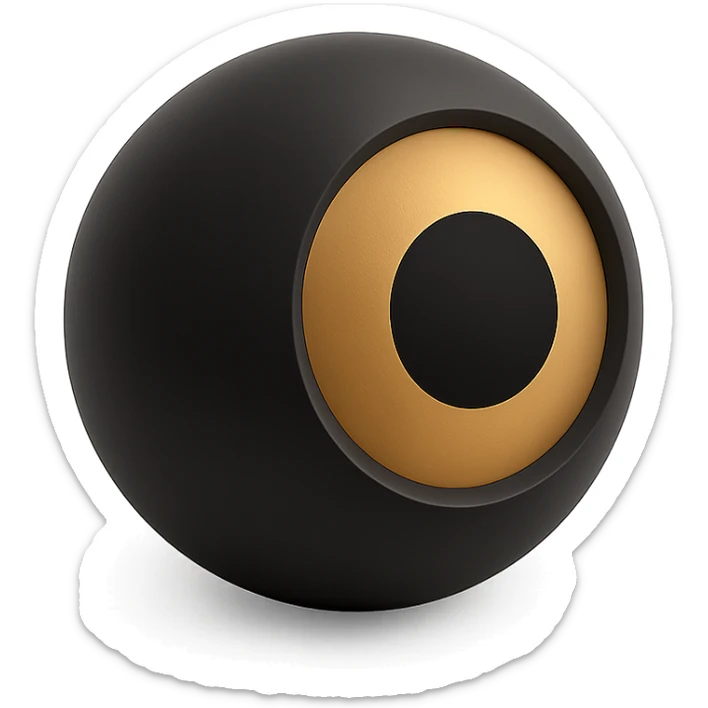 black themed eyeball, simple and bold, with a high contrast pupil and iris sticker