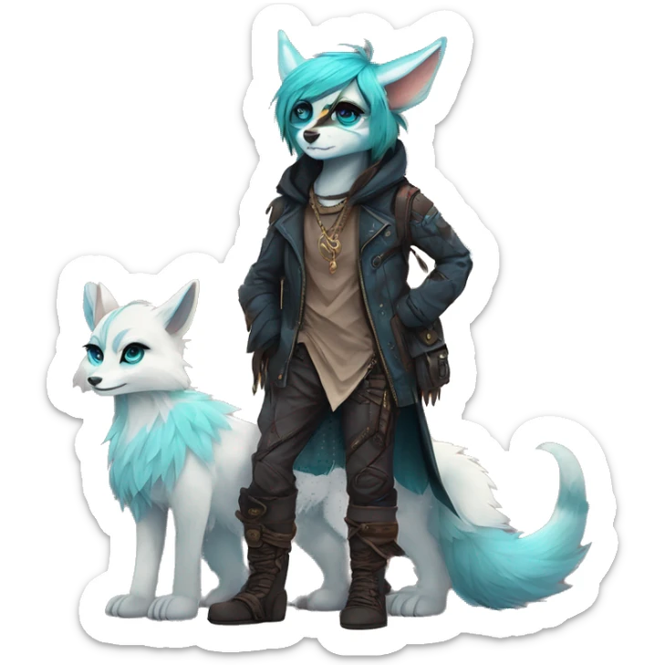 Cool cute Kawaii edgy fantasy animal  fursona Fionbri by griffsnuff & LiLaiRa & Falvie full body sticker