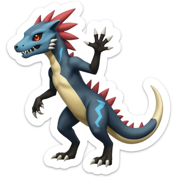 Salandit-Duskull-Marowak-Manectric-Zeraora-Fakémon-hybrid-creature (full body)  sticker