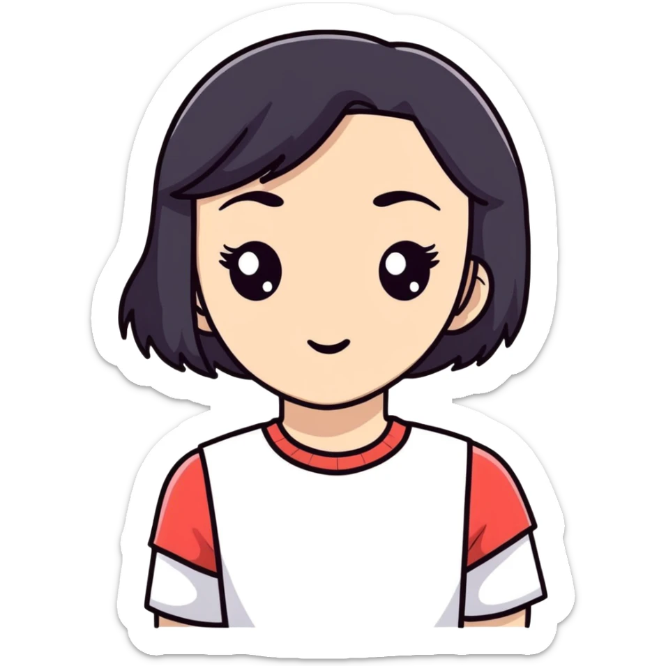 Wasian black hair girl heart eyes sticker