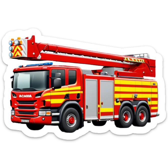 Fire Truck - Scania P320 Fire Truck (Model Year: 2015) (Iconic Colour: Red with white and yellow stripes) sticker