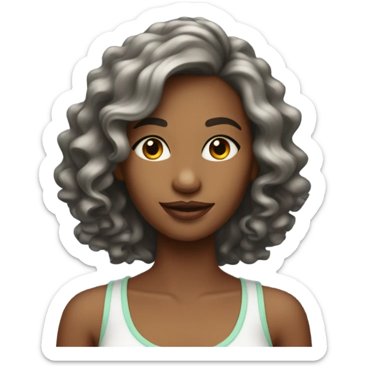 Coquette Girl with wavy silky hair and tank top outfit sticker