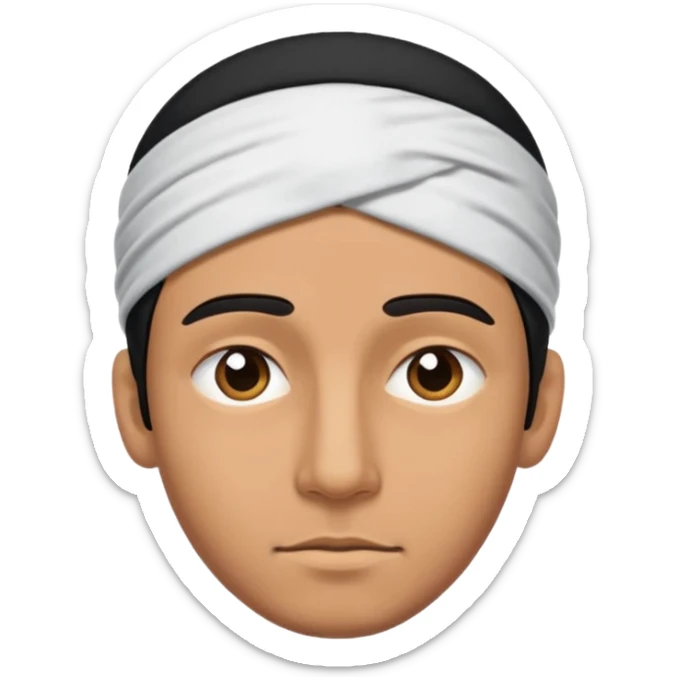 necesito la cara de un hombre con una vincha de color negro en la frente. la vincha tiene que ser angosta y tiene que estar en la frente del hombre, arriba de los ojos y abajo del pelo. sticker