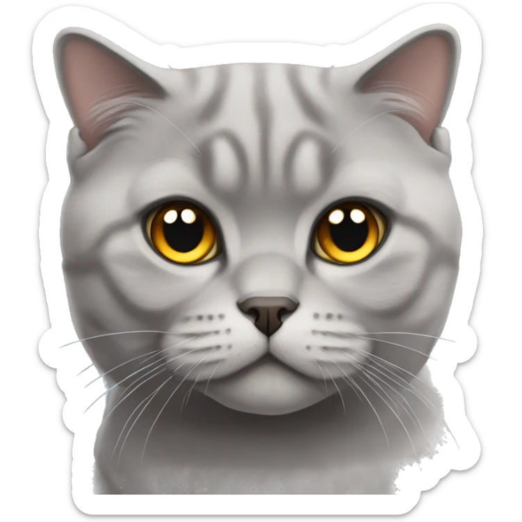 grey scottish fold cat sticker
