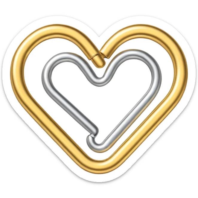 the heart is made from a paper clip, one side is gold and the other is silver sticker