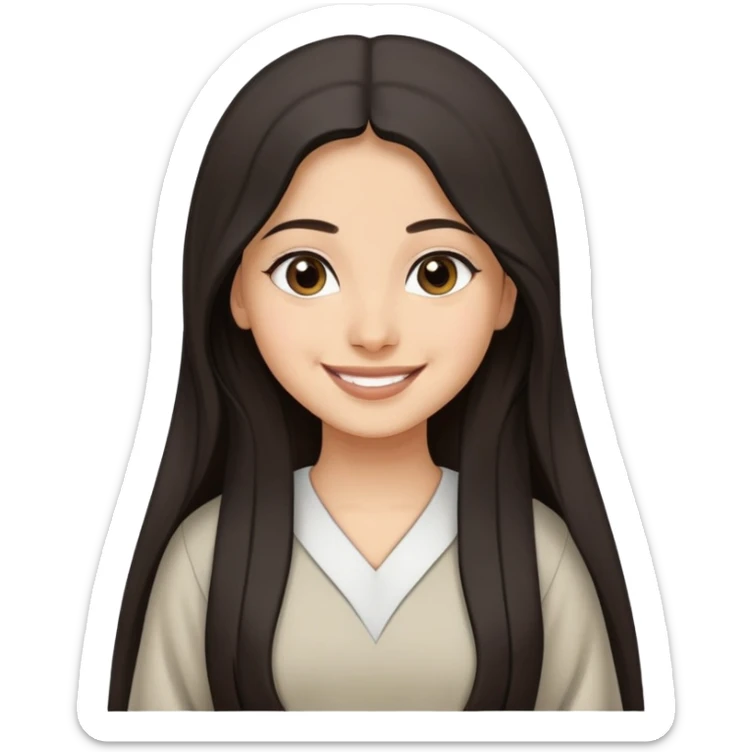 Palestinian girl smiling with long dark hair wearing a thobe dress, minimal background sticker