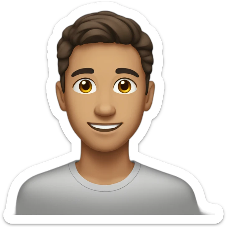 An Maghreb teenager with a middle part and brown hair. He smile and has a clear complexion. sticker
