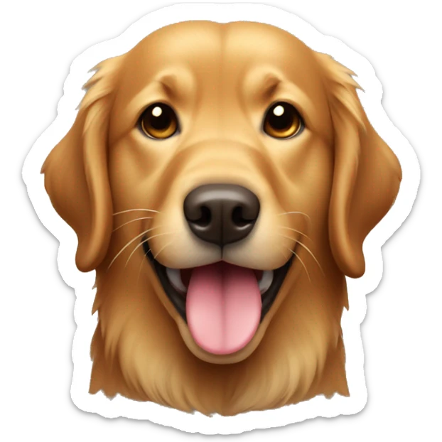 Brown golden retriever with tongue sticking out and mouth closed sticker