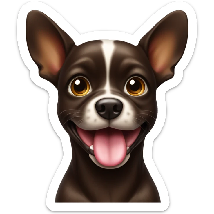 dark brown russkiy toy dog sticking out tongue sticker