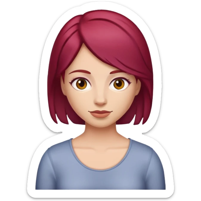 Creatse an iOS emoji of Heart Evangelista with maroon hair sticker