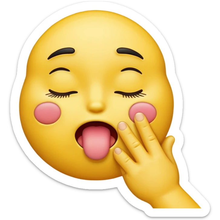 yellow emoji with the eyes closed with tongue sticking out doing the pinch motion ￼ sticker