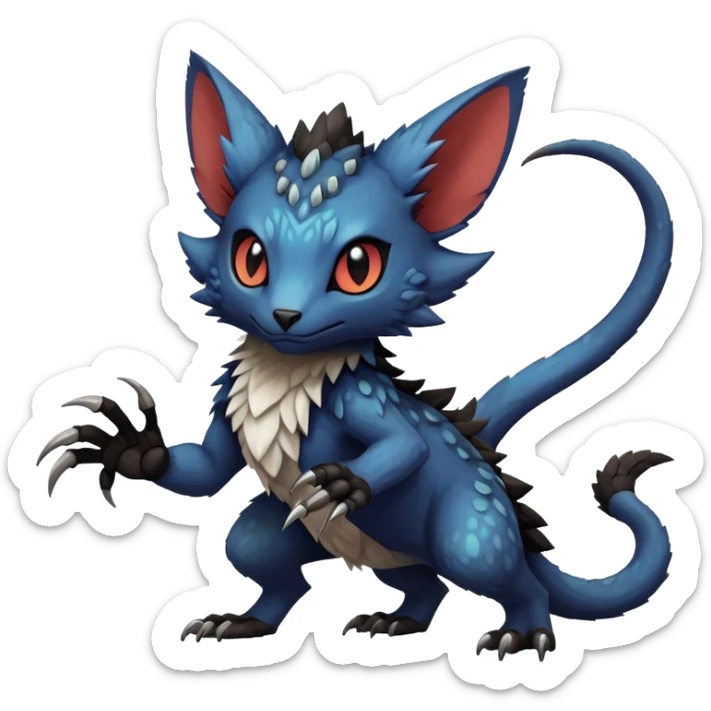 Dark edgy exotic anthropomorphic painted Fakémon-Pokémon-Trico-Vernid-creature sticker