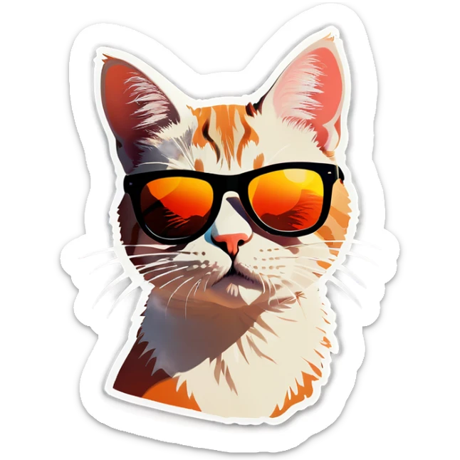 Cat with sunglasses sticker