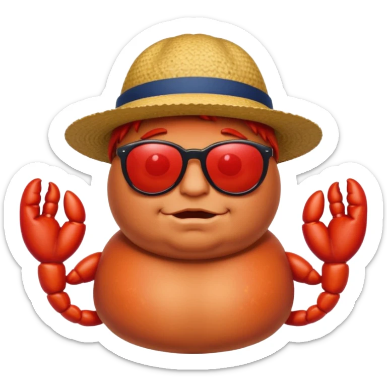 fat British person on holiday with a bright red sunburn all over his body, like a lobster or tomato sticker