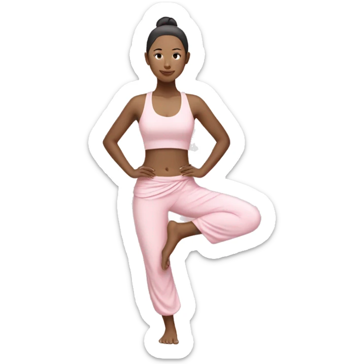 asian yoga girl light pink clothes  sticker